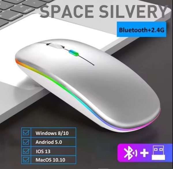 LED Wireless Mouse USB Rechargeable Bluetooth-compatible RGB Mouse Silent Ergonomic Mouse With Backlight For Laptop PC ipad